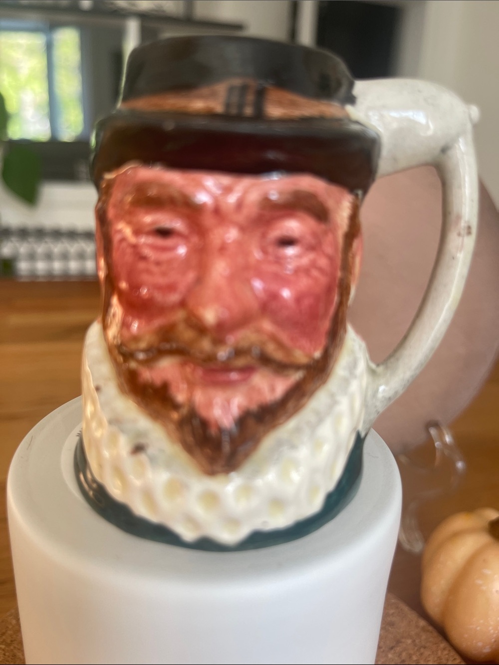 Handcrafted Ceramic Toby Jug Pitcher in Pink and White RALEIGH